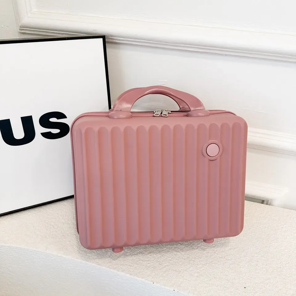 valise abs de 14 pouces, sacs à cosmétiques, étui de voyage d'affaires léger, étui d'hébergement pour étudiants, sac de rangement de maquillage, cadeau souvenir.