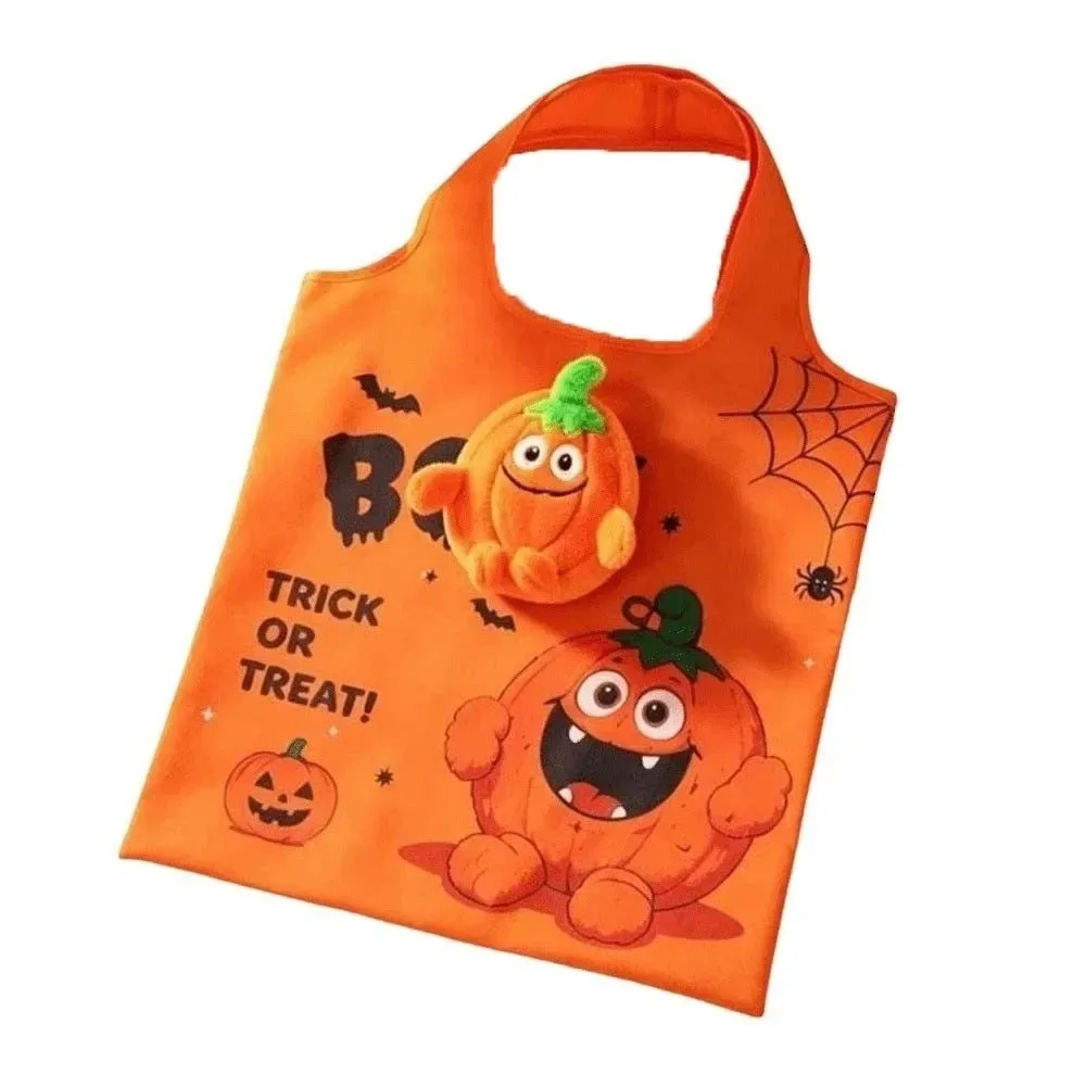 sac fourre-tout d'halloween de couleur unie, mini sac à main de dessin animé peu encombrant, pliable rapidement et ultra-léger