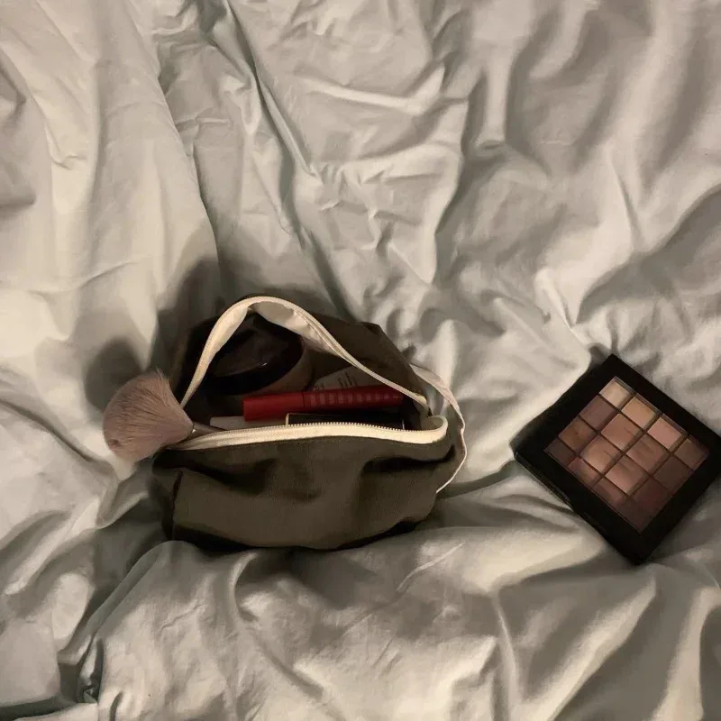 sacs de rangement de cosmétiques de style coréen pour femmes, 1 pièce, pour maquillage, voyage, étui de maquillage en toile, petit grand fourre-tout, kit de maquillage