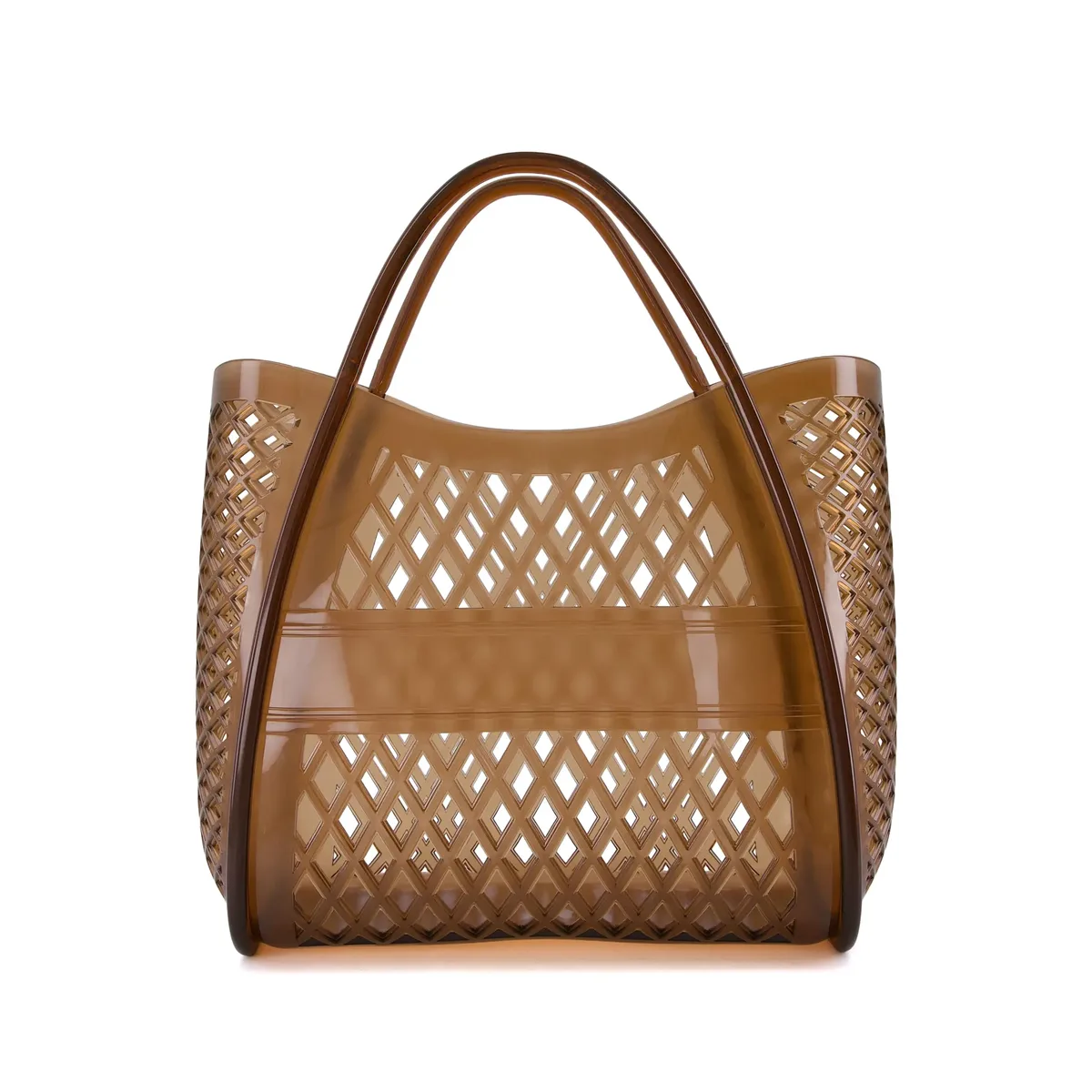 sacs fourre-tout kizzy clear jelly pour femmes, sac de plage léger et imperméable avec dessus ouvert et découpe en treillis