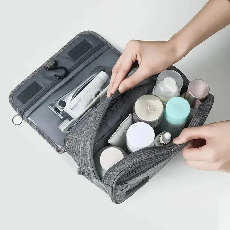sac de rangement portable en tissu oxford pour hommes et femmes, sac de rangement de produits de toilette, sac à cosmétiques, pochette de lavage de voyage suspendue étanche