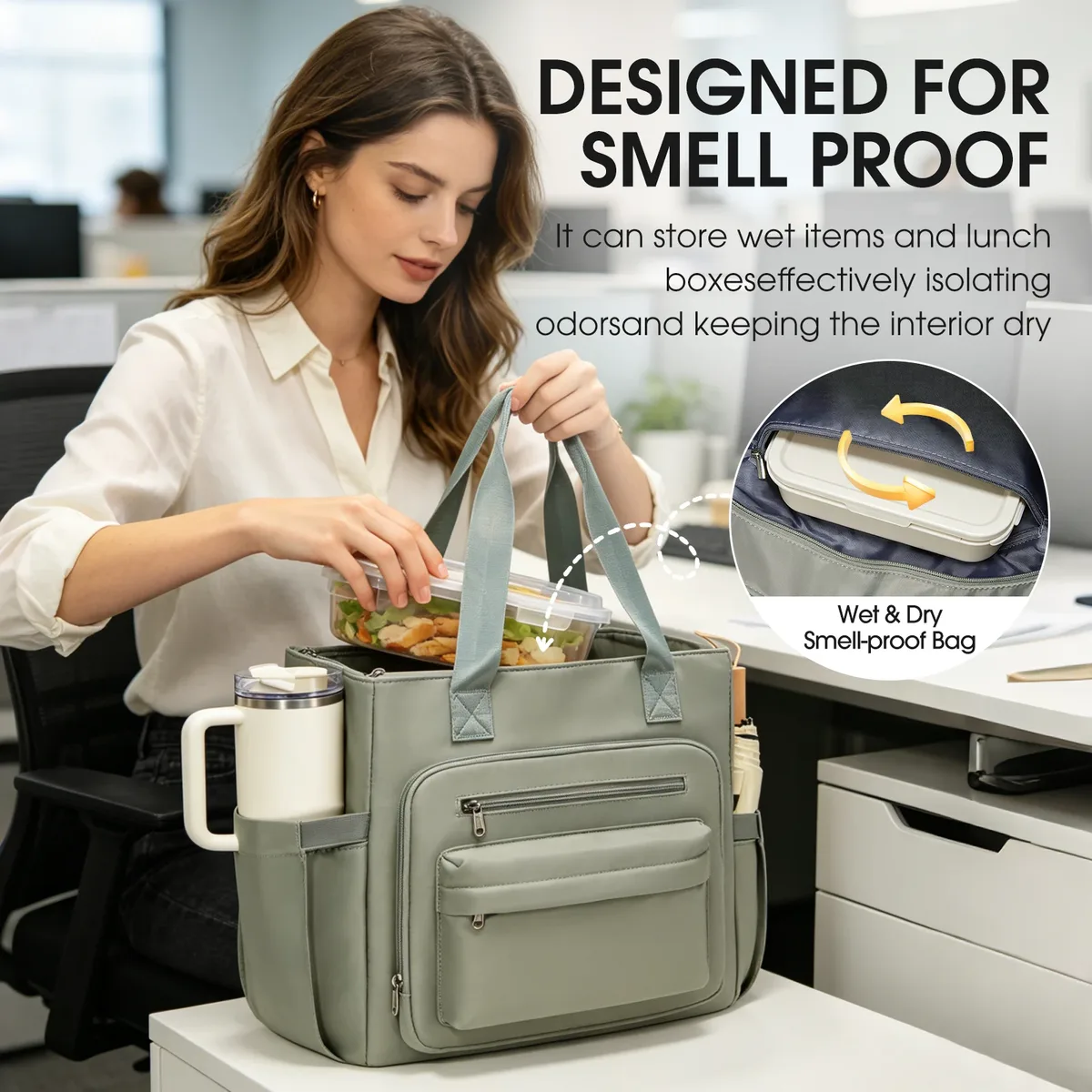 sac fourre-tout pour ordinateur portable, mallette pour femme, sac d'enseignante, sac de travail avec poche isotherme pour collège, infirmière, enseignante, shopping, bureau