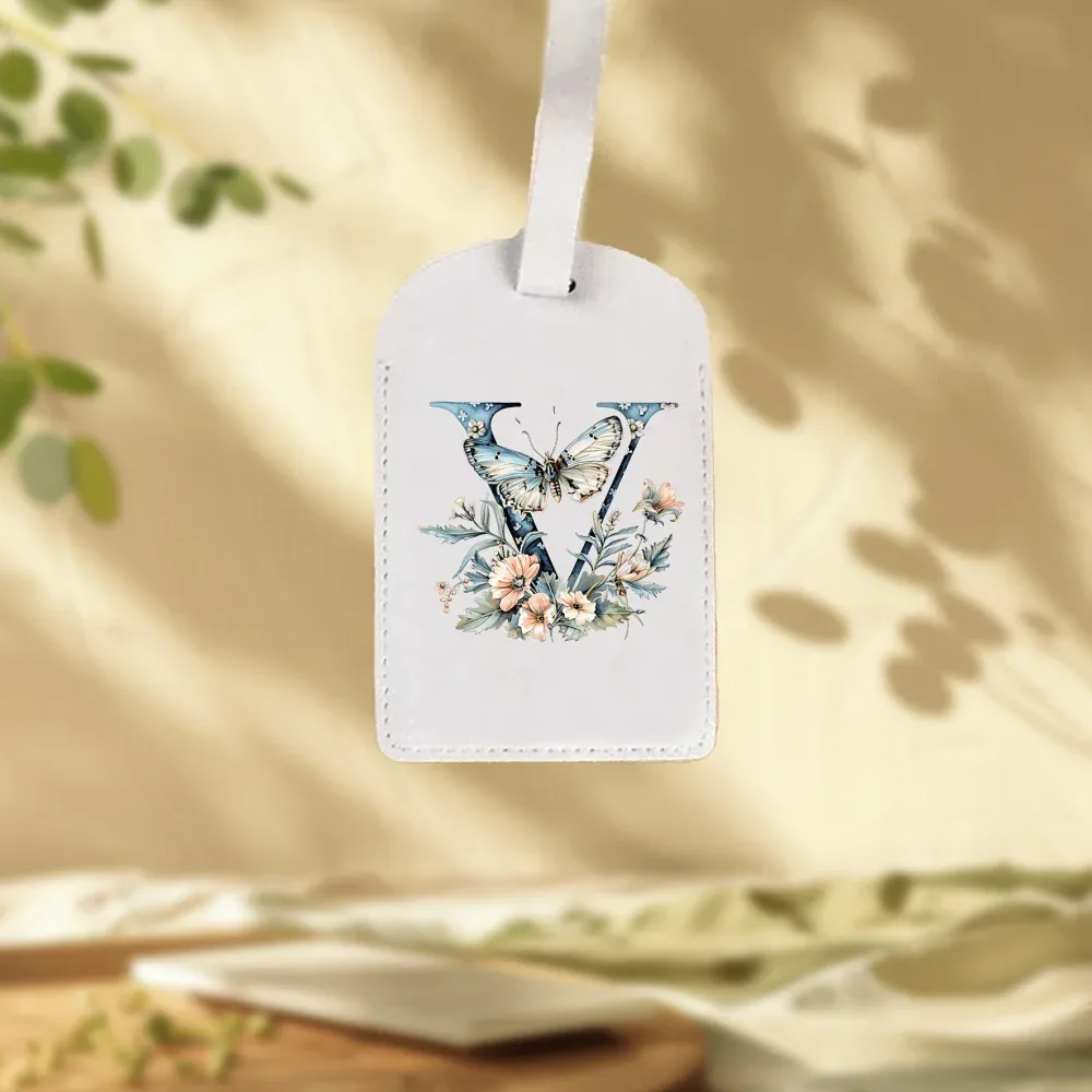 étiquettes de bagages blanches personnalisées adaptées aux valises, aux vêtements et aux bijoux - nom/logo/texte, 26 étiquettes florales et alphabétiques