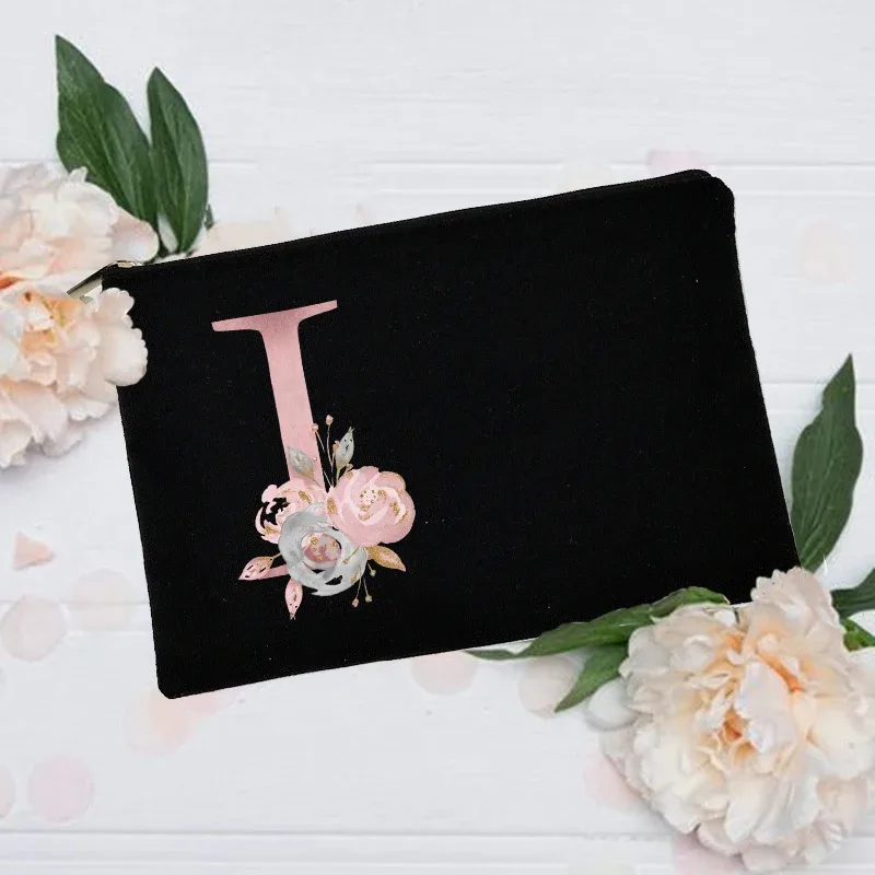 trousse de maquillage personnalisée avec nom initial, trousse à cosmétiques de mariée, pochette de toilette monogramme en toile, cadeaux pour demoiselle d'honneur, sacs de maquillage