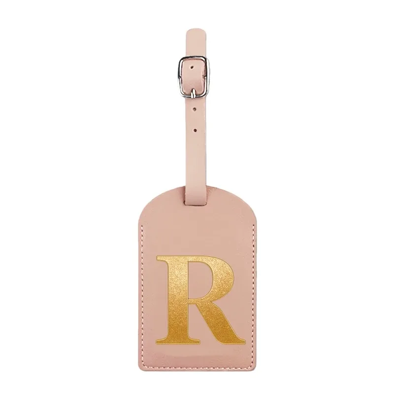 étiquette de bagage personnalisée avec nom, rose, avec motif de carte d'embarquement et initiales pour une identification facile