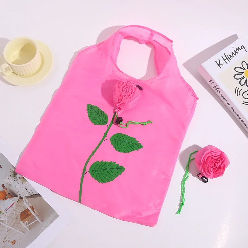sac fourre-tout pliable imprimé rose à haut volume, sac à main de voyage léger et durable, pochette de rangement