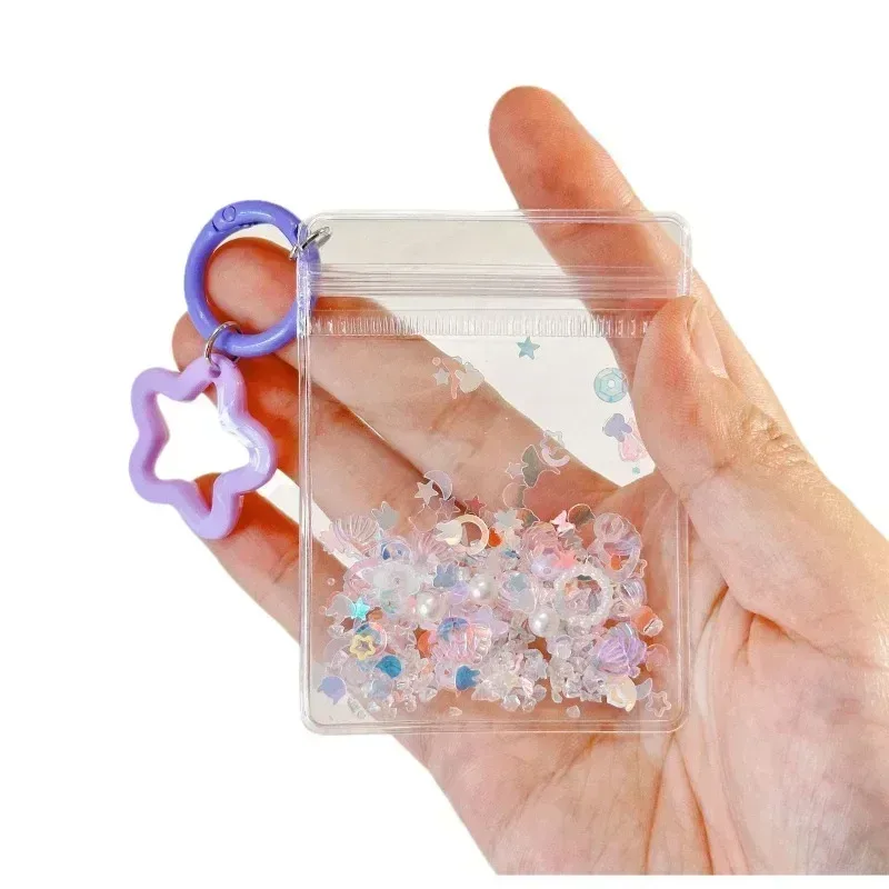 porte-clés mignon et tendance, mini sac de rangement transparent en forme d'étoile à cinq branches pour femme, pendentif pour sac et clés de voiture