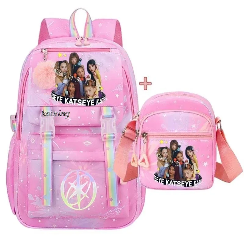 sacs à dos katseye avec imprimé amusant pour étudiants, sacs à dos pour la rentrée scolaire, sacs d'école grande capacité, sacs à dos de voyage pour l'extérieur