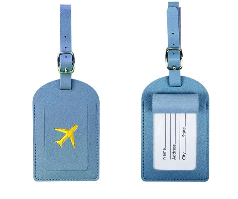 étiquette de bagage en cuir pu pour hommes et femmes, étiquette d'adresse de valise, sac d'embarquement, nom, identification, porte-adresse, accessoire de voyage