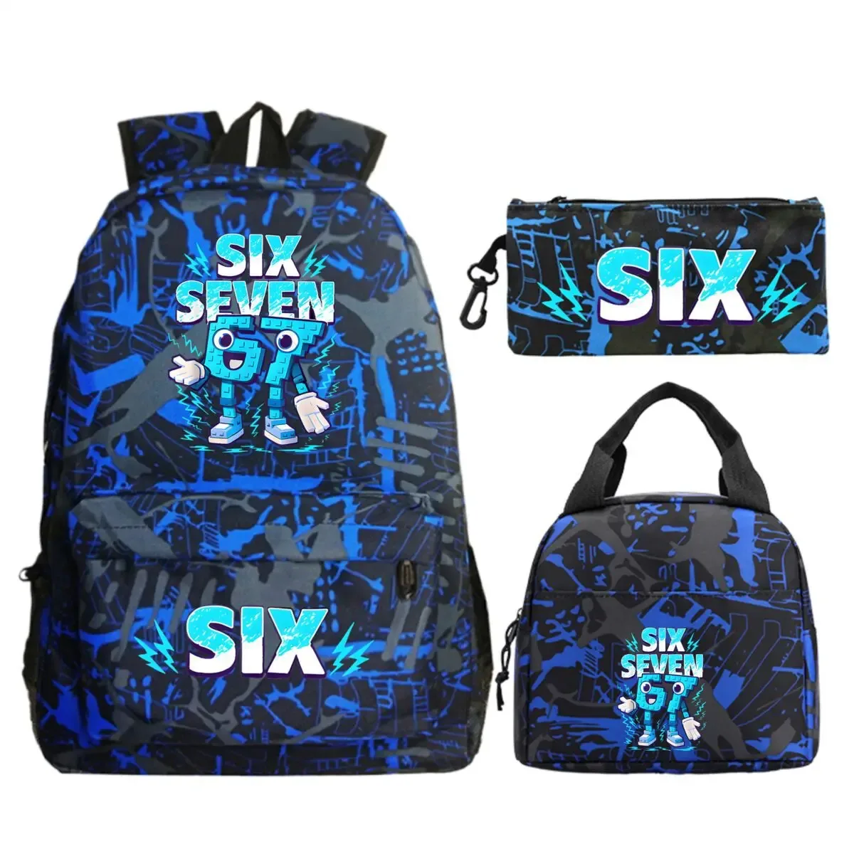 ensemble de 3 sacs d'école amusants avec impression de chiffres 67 six sept pour filles et garçons, avec boîte à lunch et trousse à crayons, sac à dos de voyage amusant 67
