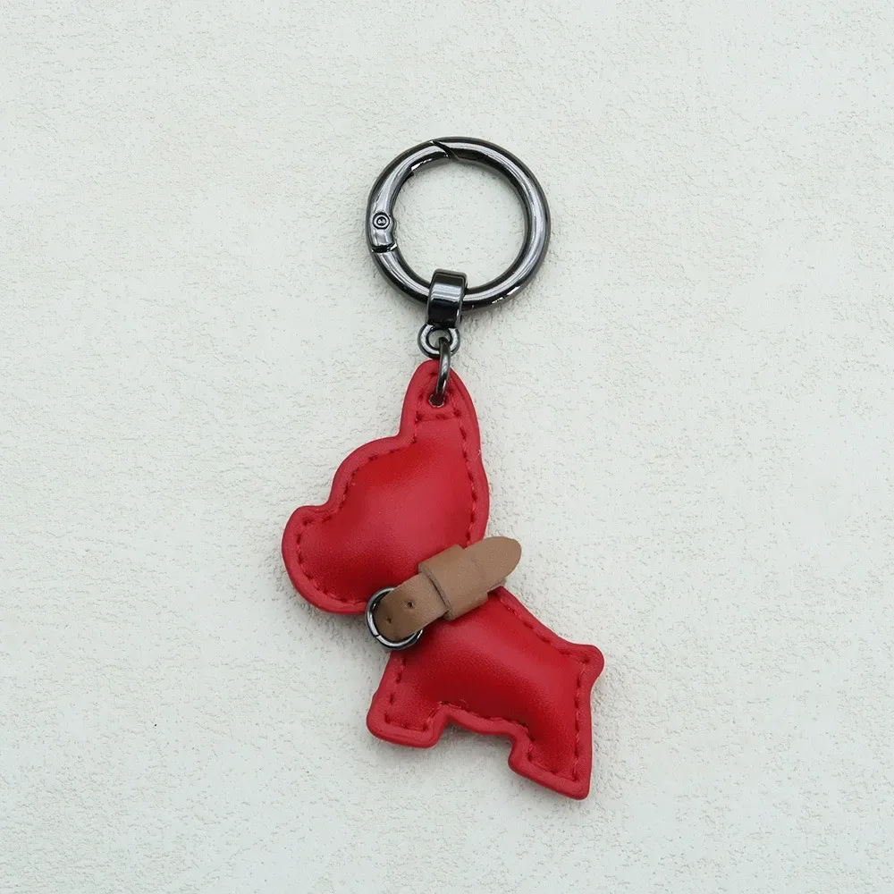 mignon bouledogue français porte-clés mignon chiot dessin animé en cuir pu chien cintre animal chien mode bouledogue sac pendentif sac à dos décoration