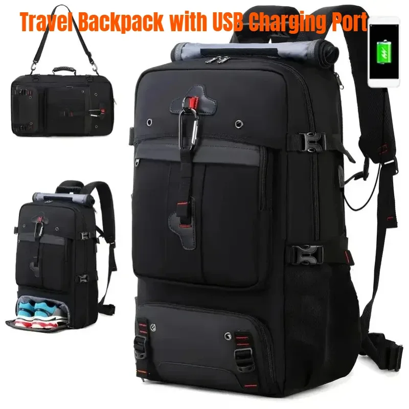 Sac à dos de voyage 25L/36L/50L avec port de charge USB pour hommes, sac à dos décontracté grande capacité pour ordinateur portable, idéal pour les voyages d'affaires et les déplacements.