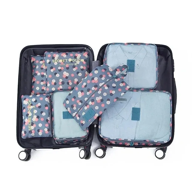 ensemble de 6/7 pièces, sac de rangement de voyage, grande capacité, bagages, vêtements, tri, organisateur, valise, pochette, étui, chaussures, emballage, sac cube