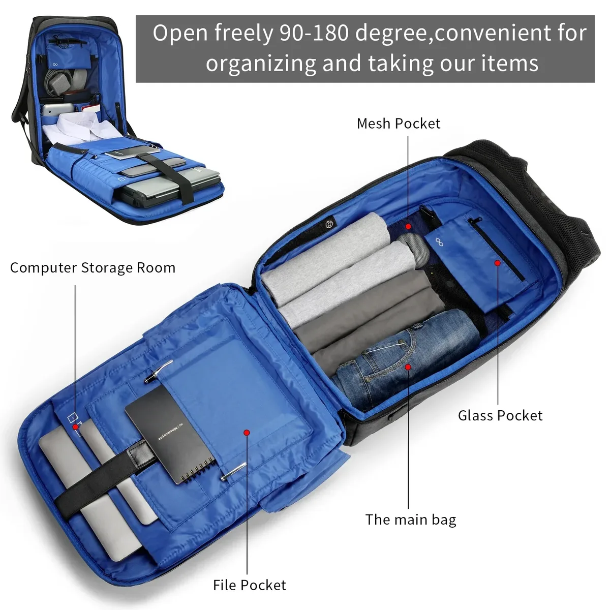 kingsons-sac à dos antivol étanche avec port de chargement usb, sac à dos pour ordinateur portable, ouverture à 13.3 °, hommes et femmes, peintures, 15.6 pouces, 17.3 pouces, 180 pouces