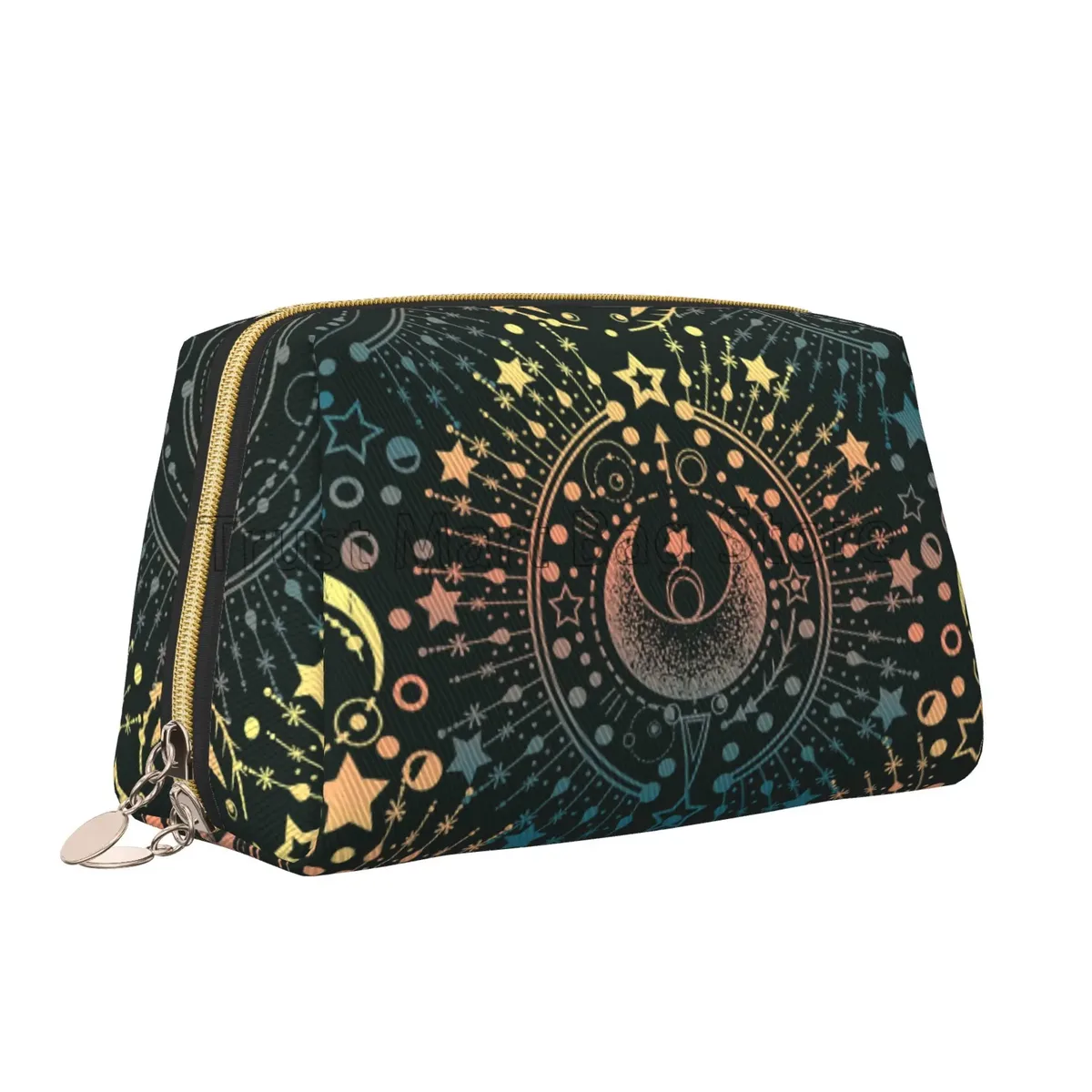 moon & star-trousse de toilette alchemy magical en cuir, sac cosmétique de voyage, noir, crâne, mite, grande capacité, étanche, poudres de maquillage