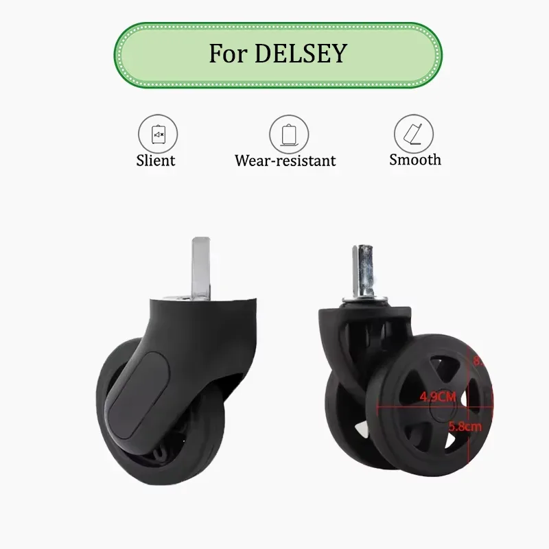 Pour DELSEY roues à bagages faciles à installer 360 ° Roulettes silencieuses rotatives, pièces de réparation universelles pour valise à roulettes