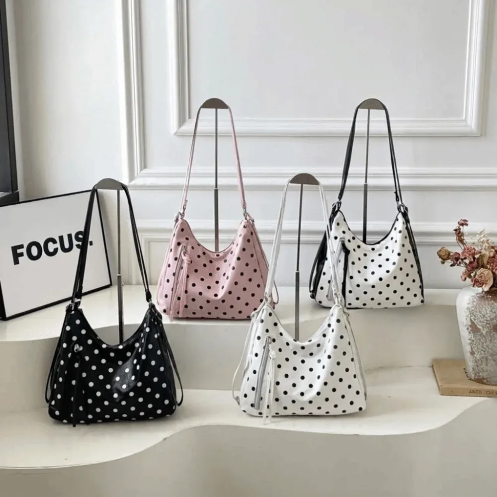 sac à bandoulière en cuir pu à pois, léger, grande capacité, sac fourre-tout, sac à dos, sac sous le bras, sac seau, pour usage extérieur