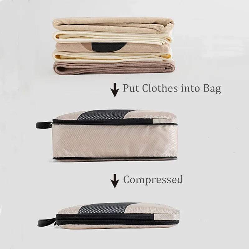 lot de 6 cubes de compression étanches pour bagages de voyage – organisateurs de valises, sacs de rangement compressibles