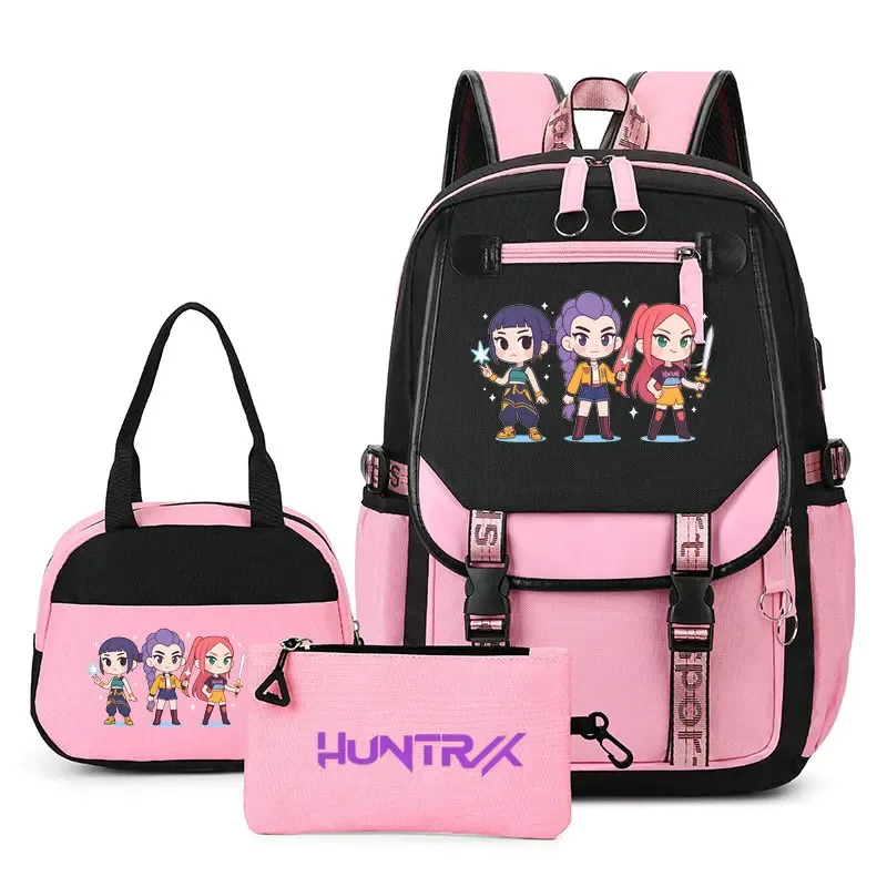sacs à dos imprimés kpop demon hunters pour adolescentes, sacs à bandoulière, trousse à crayons, ensemble de sacs d'école pour étudiants, mochila de voyage