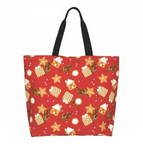 sac fourre-tout bonhomme en pain d'épice pour femme, sac à main de noël, sac à provisions, sac cadeau de plage, travail en plein air, canne en bonbon