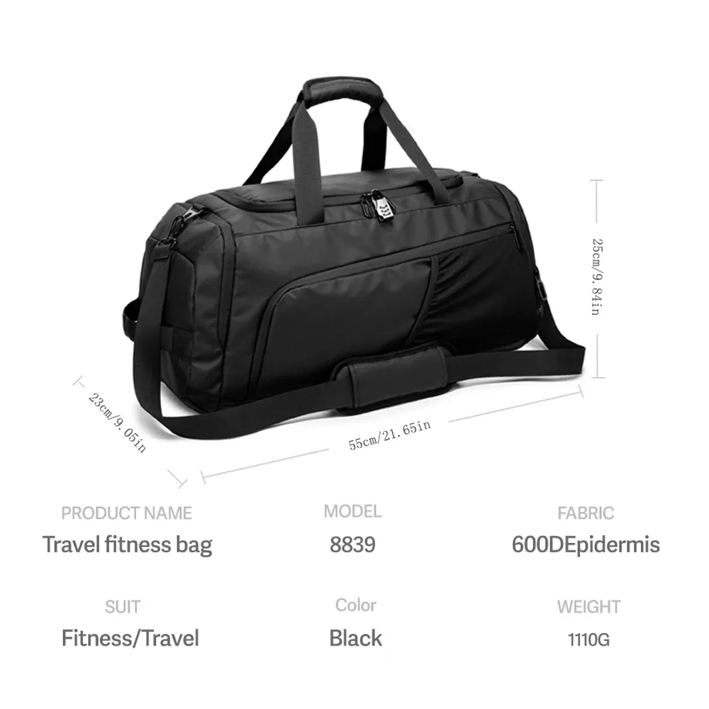 sac de sport imperméable à l'eau, sac de week-end de voyage pour hommes et femmes, sacs de sport de nuit, séparation sèche et humide