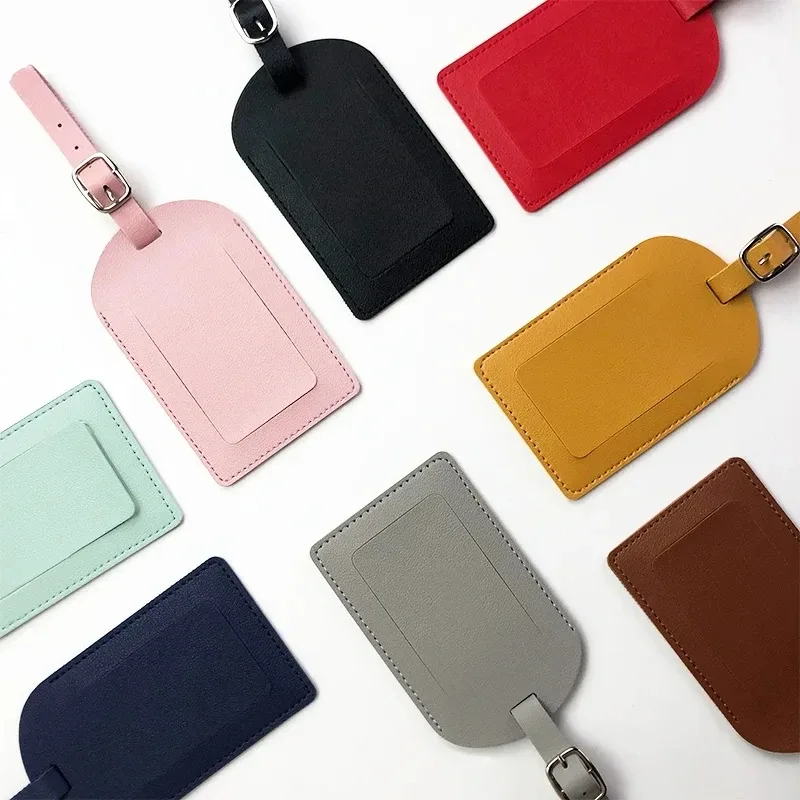 étiquette de bagage en cuir pu pour hommes et femmes, mignonne, porte-adresse et nom, accessoires de voyage