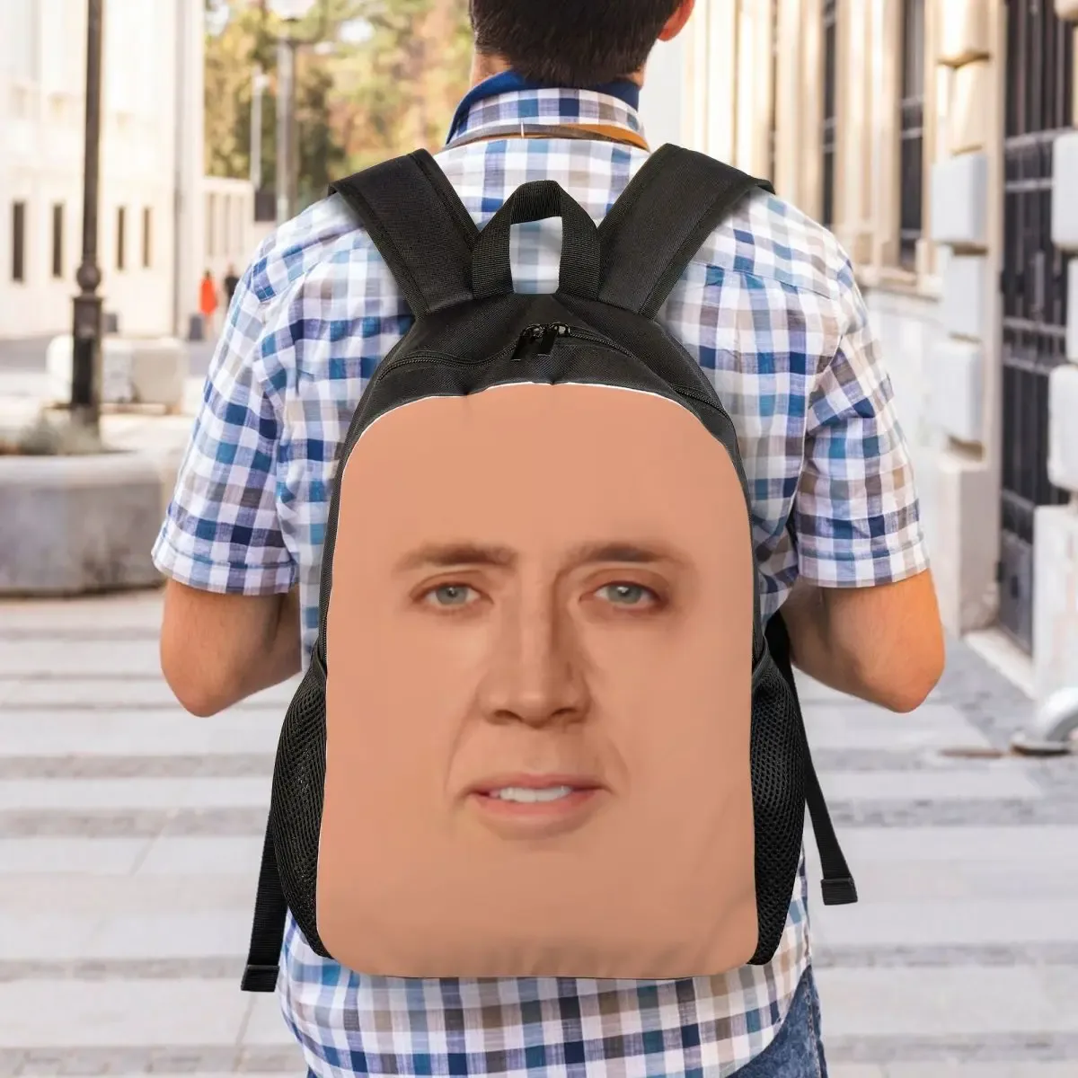 sac à dos personnalisé pour ordinateur portable nicolas cage meme, sac à livres de base pour femmes et hommes, sacs amusants pour étudiants