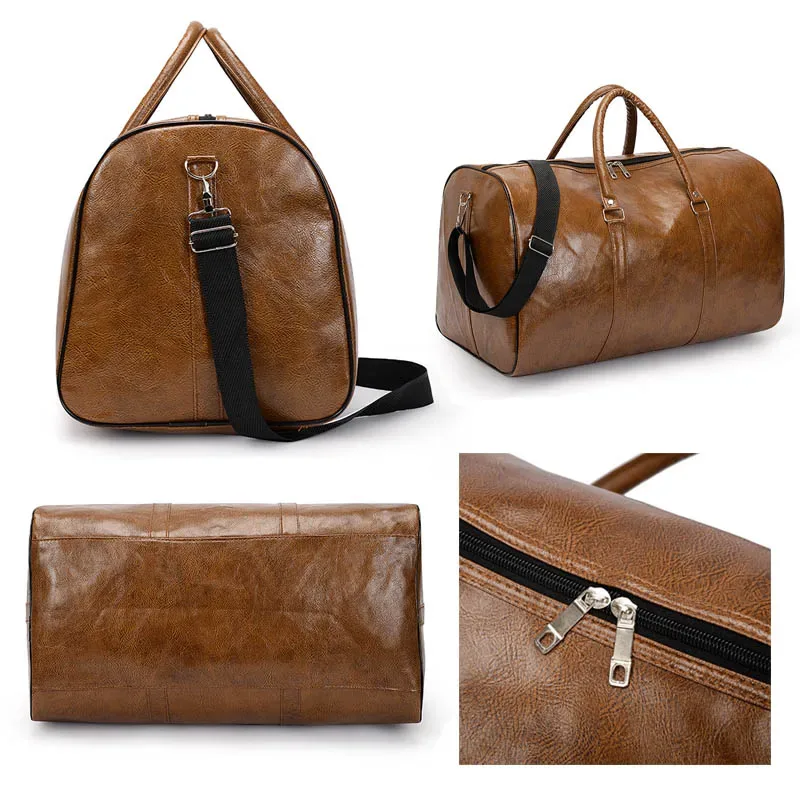 sac de voyage pour hommes, sac à bandoulière en cuir pu, fourre-tout de grande capacité pour femmes, nouveau sac à bandoulière tendance, sac de sport, bagages