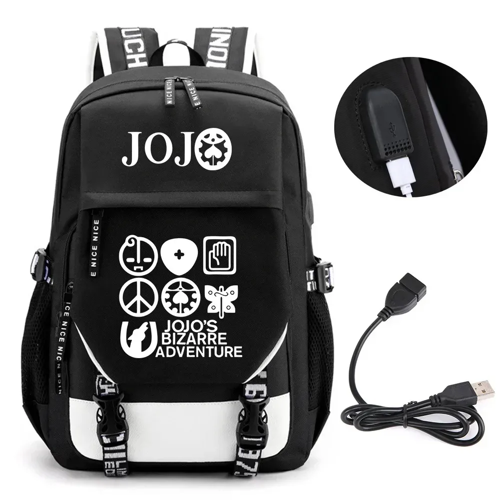 sac à dos de voyage pour ordinateur portable garçon et fille, chaîne anime jo jonathan joes killer golden experience, sacs à livres scolaires mochila, port usb