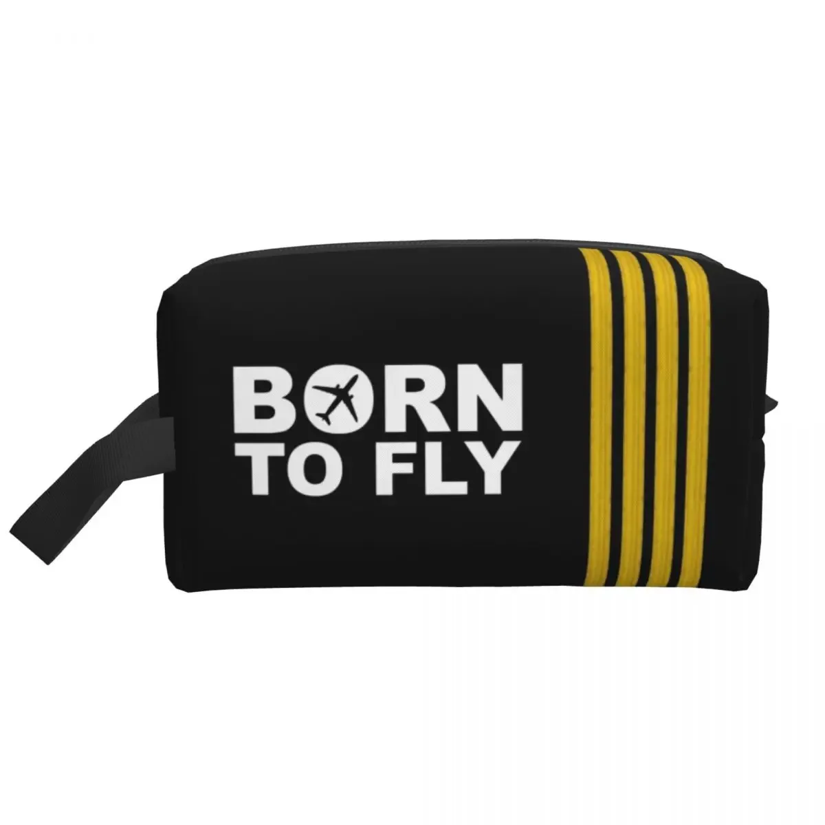 trousse de toilette personnalisée born to fly captain stripes, pilote de vol, aviateur d'aviation, avion, maqu