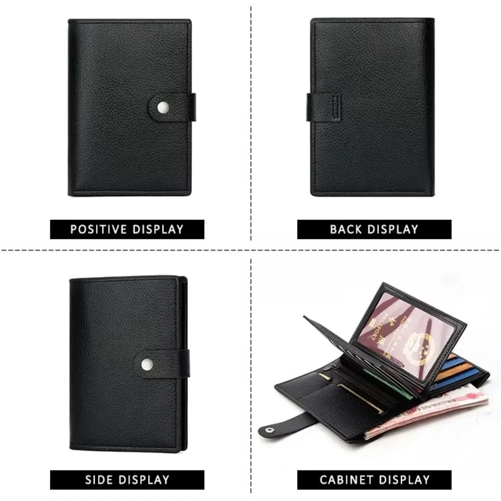 portefeuille de voyage en cuir grande capacité, porte-cartes multiples, pochette zippée pour pièces de monnaie, pour hommes et femmes, avec blocage rfid, pochette sécurisée, organiseur