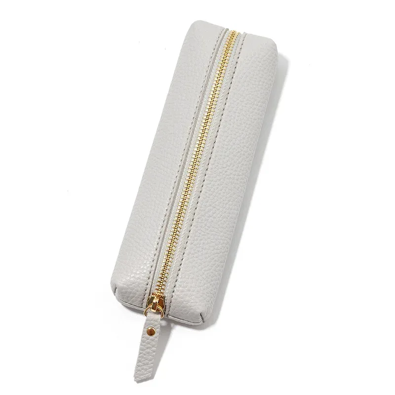 pochette à stylos personnalisée en cuir pu tendance, vente en gros, trousse à crayons zippée pour étudiants, sac de rangement professionnel diy, cadeau de papeterie en dropshipping