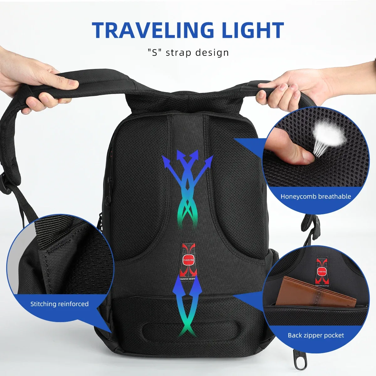 tigernu anti-vol sacs à dos pour hommes 15 pouces sac à dos pour ordinateur portable sac à dos de voyage décontracté cartable homme sac à dos mochilas sac à dos