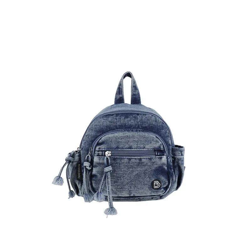 nouveau sac à dos mini en jean délavé pour femme, style preppy, sac de navetteur, sac à dos de voyage léger, décontracté et vintage