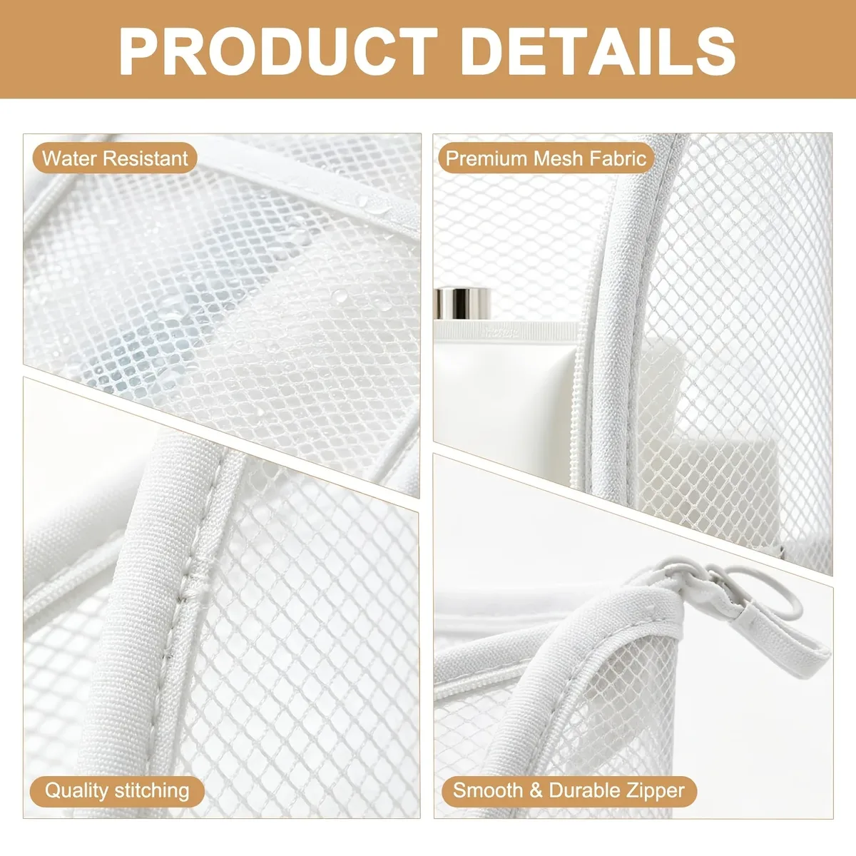 sac de toilette en maille eva, sac de rangement portable pour cosmétiques de voyage, sac à fermeture éclair en maille transparente pour femmes 여행용 파우치