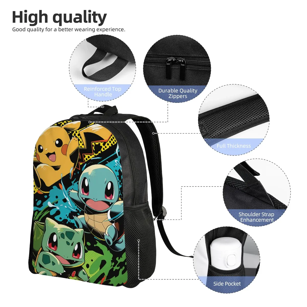 sac à dos vert pour le nouvel an scolaire, sac à dos de camping pokemon pour cadeaux, nouvelle année scolaire