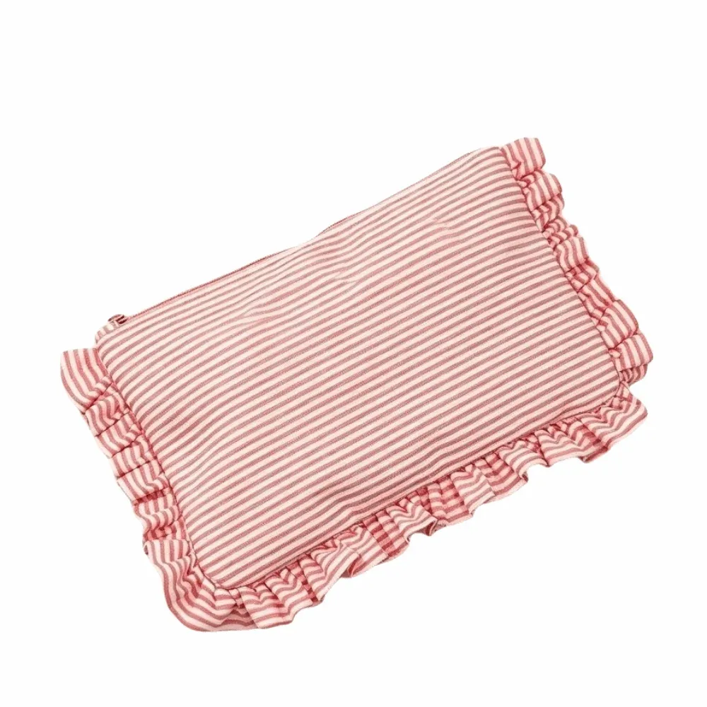 sac à cosmétiques décontracté pour femmes, motif rayé, sac à cosmétiques portable à motif rayé, fermeture éclair, organisateur de maquillage léger
