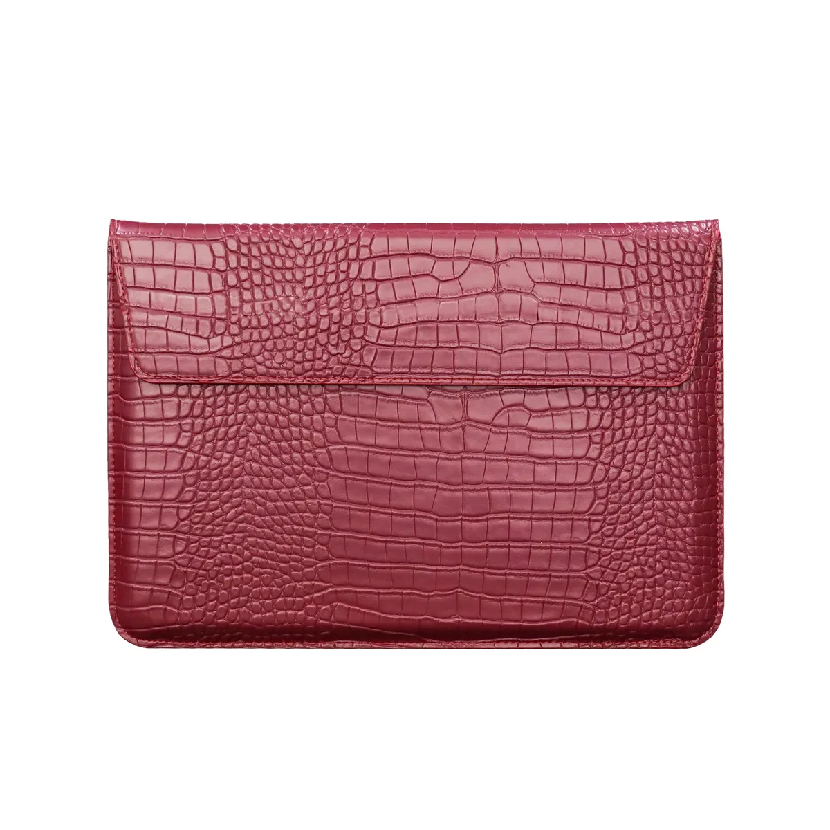 étui pour ordinateur portable en cuir pu effet crocodile personnalisé avec logo gravé, pour hommes et femmes, 13, 14, 15 pouces, compatible air pro, avec support intégré