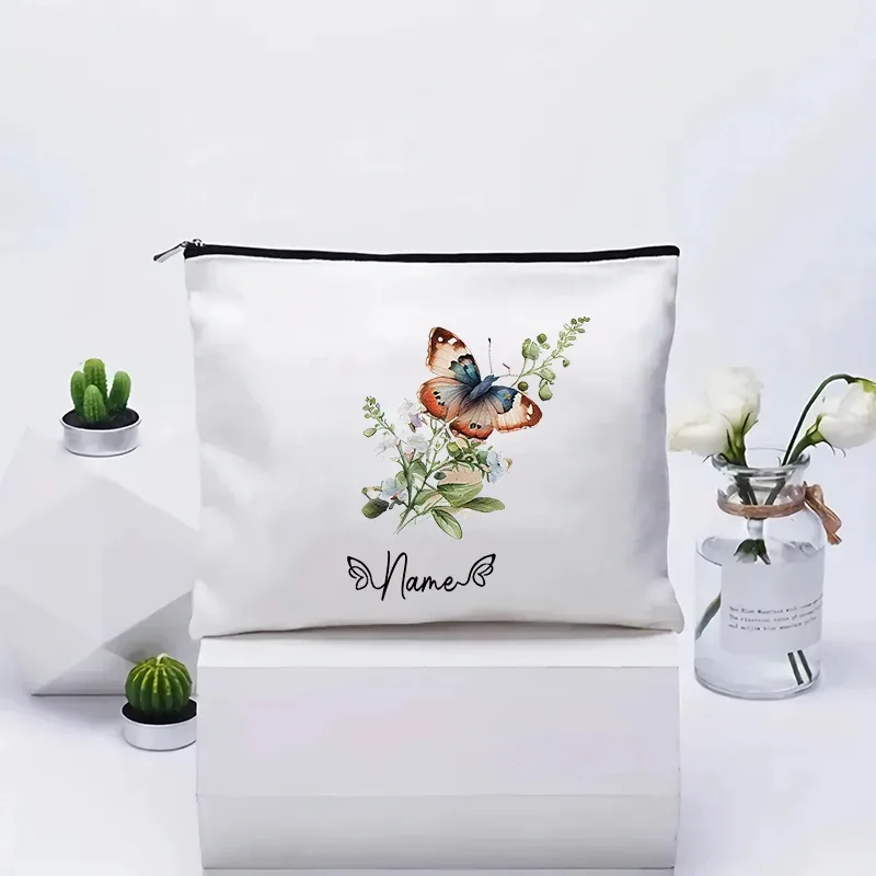 trousse de maquillage personnalisée pour femme, organisateur de toilette, pochette cosmétique de voyage pour cadeau d'anniversaire de demoiselle d'honneur, pochette en toile personnalisable
