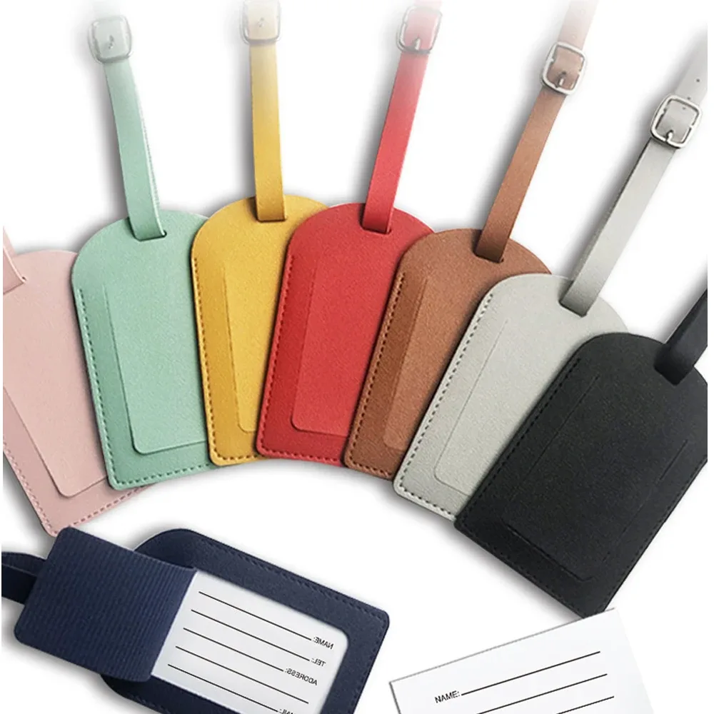 étiquette de bagage en cuir pu pour femmes et hommes, 1 pièce, accessoires de voyage, vacances, étiquettes de 