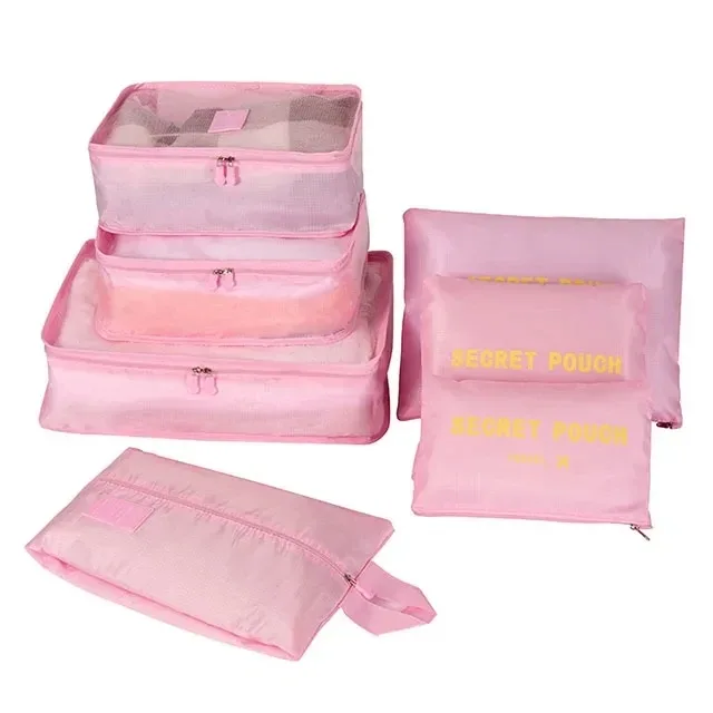 6/7 pièces ensemble organisateur de voyage sacs de rangement emballage multifonction cube sac pour vêtements bien rangé portable garde-robe valise pochette
