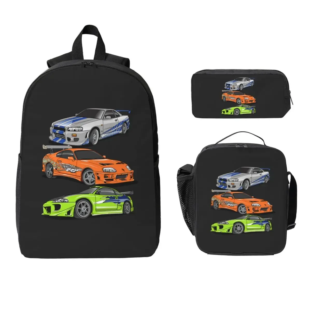 sac à dos brian o'connor du film fast and furious, sac d'école, sac à bandoulière pour ordinateur, 3 sacs à bandoulière isolés, sac à déjeuner, trousse à crayons