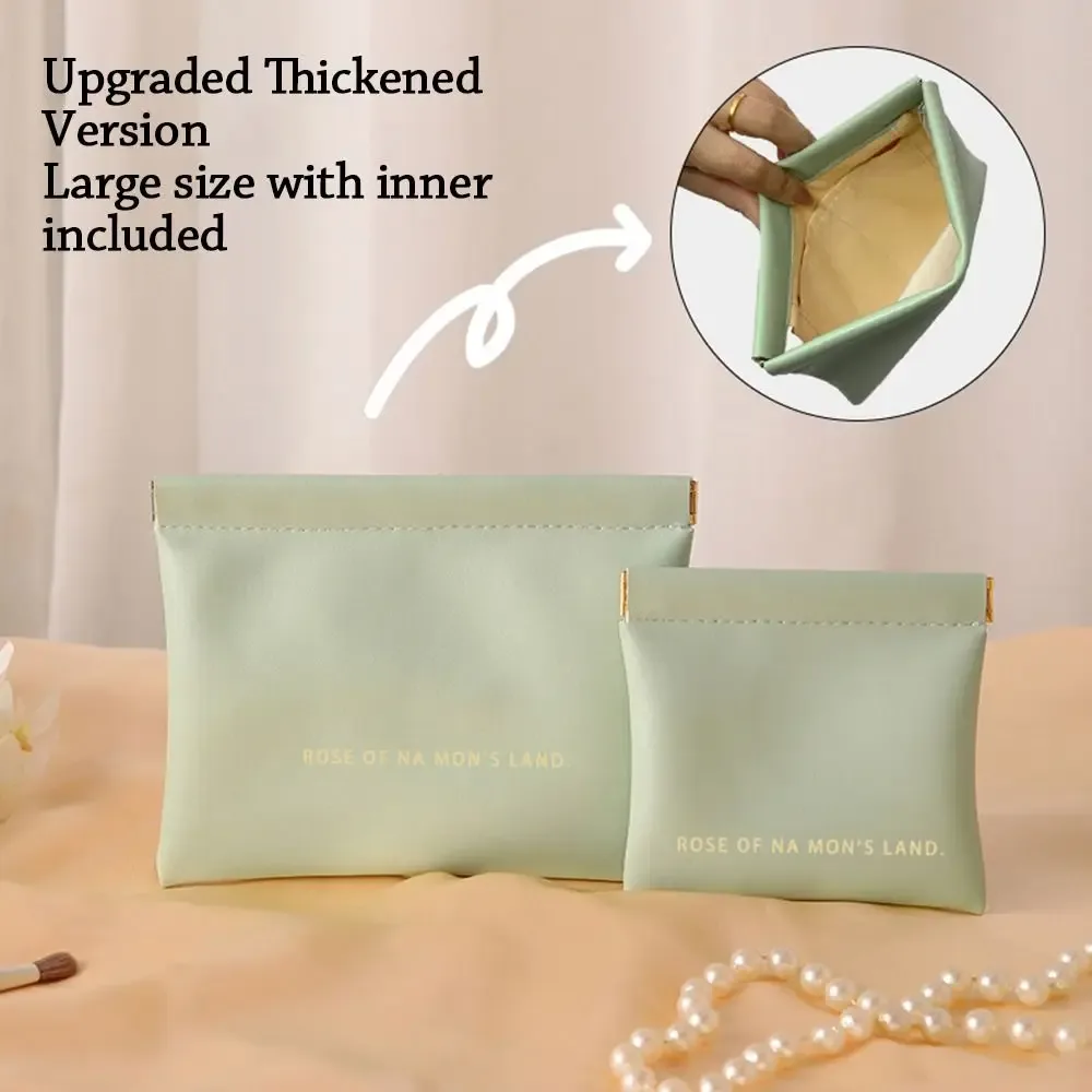 sac à maquillage tendance avec pochette intérieure, trousse de toilette simple et portable, mini sac à bijoux en pu pour femmes et filles