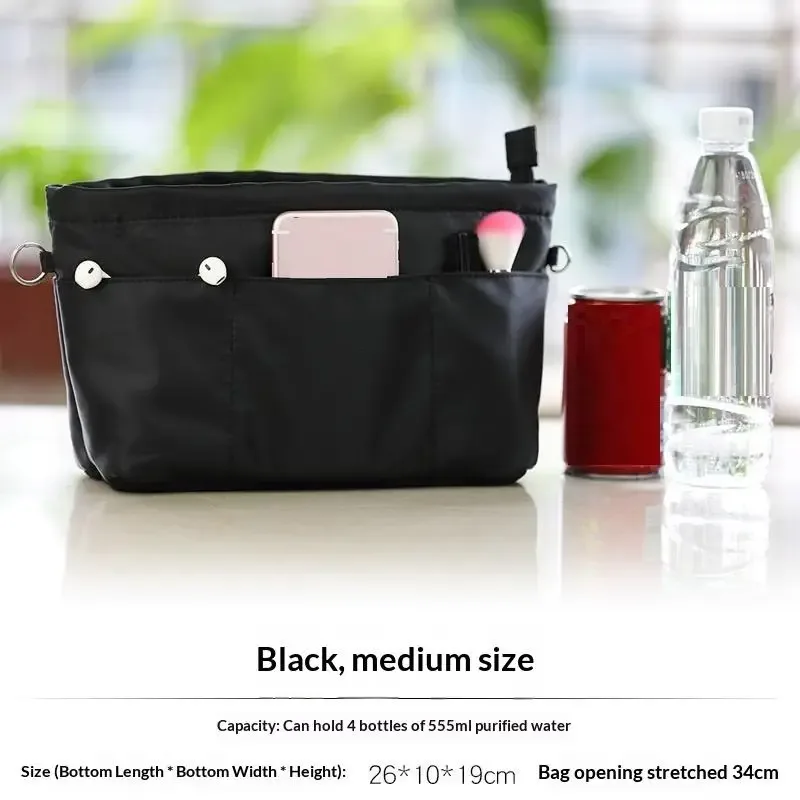 sac de rangement cosmétique vintage avec fermeture éclair, multi-poches, couleur unie, multifonctionnel pour femmes