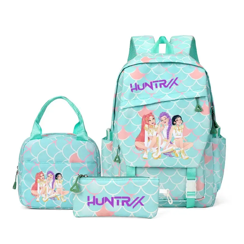 sacs à dos kpop demon hunters, 3 pièces, avec sacs à déjeuner, trousse à crayons, sacs à dos de voyage de grande capacité pour femmes et hommes, sacs d'école pour adolescents
