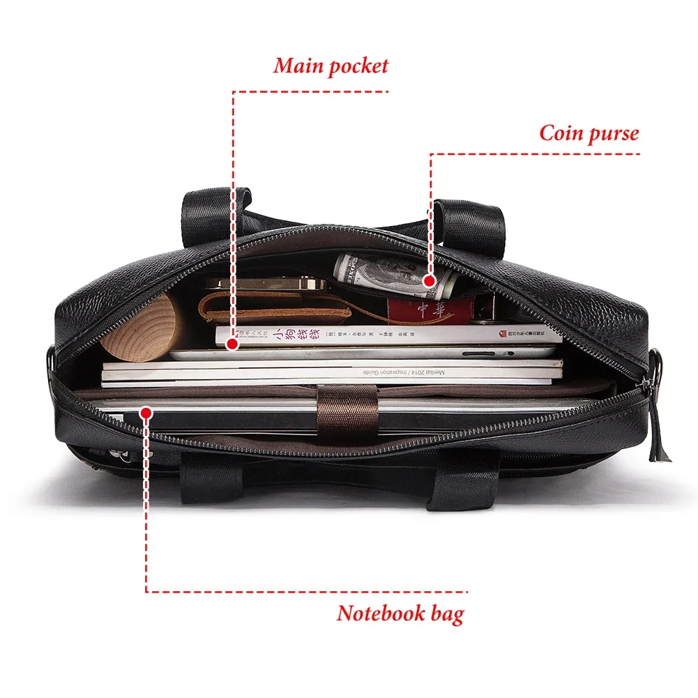humerpaul – mallette en cuir véritable pour hommes, sac pour ordinateur portable d'affaires avec plusieurs poches, sac à main durable, sacs à bandoulière pour voyage 
