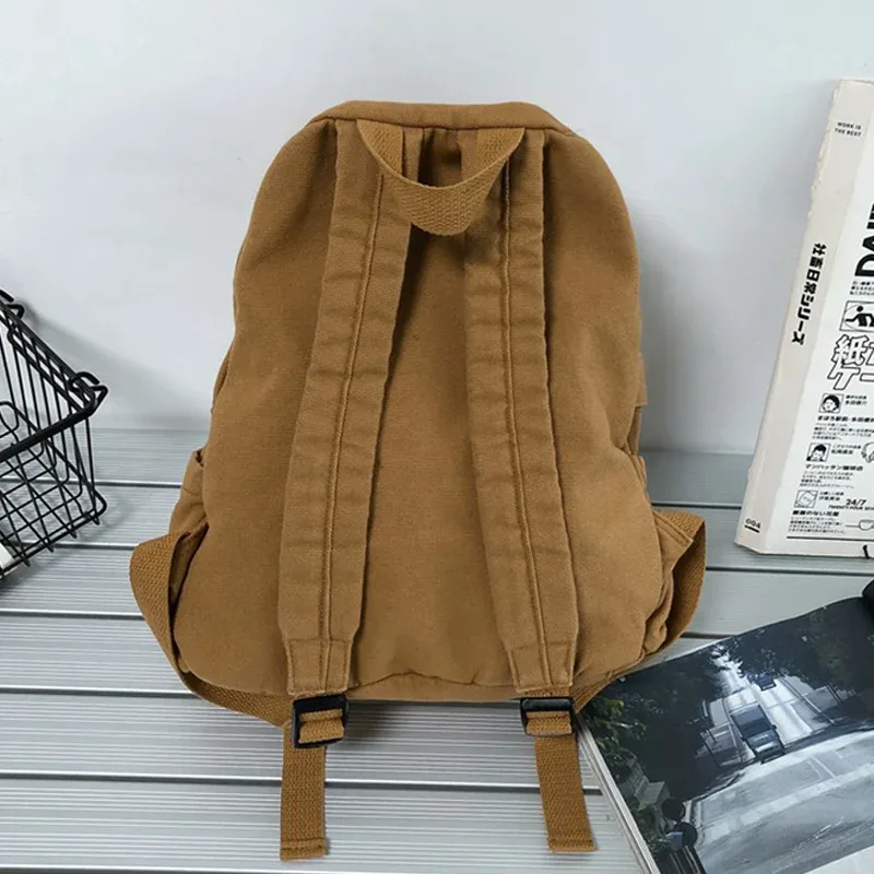 sacs à dos simples vintage, cartable en toile de grande capacité, sacs à dos de voyage à poches multiples, unisexe