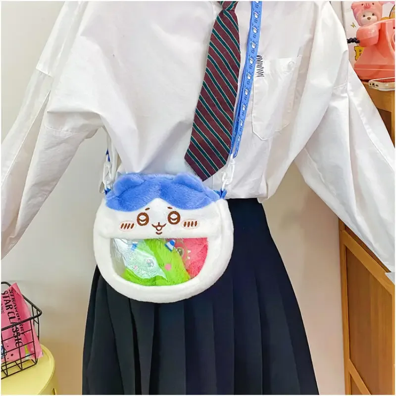 nouveau sac à bandoulière en velours brodé chiikawa, sac à dos de rangement pour figurines anime, sacs kawaii pour femme