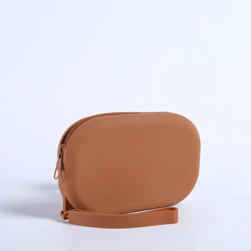 pochette en silicone à fermeture éclair lisse pour écouteurs, portefeuille, organisateur de cosmétiques, porte-monnaie pour femmes et filles