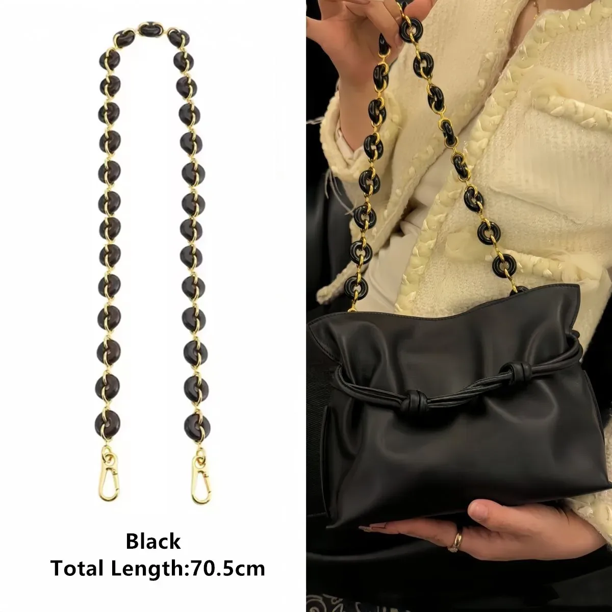 nouvelle sangle de sac en alliage remplaçable pour femme, chaîne détachable pour sac à main, accessoires de sac bandoulière en résine diy